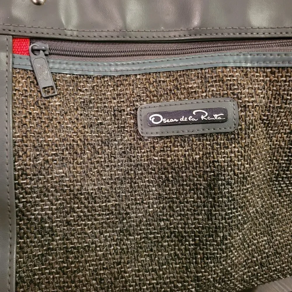 Vintage Oscar De La Renta Luggage Carry On Gray Tweed Tapestry 80s Overnight